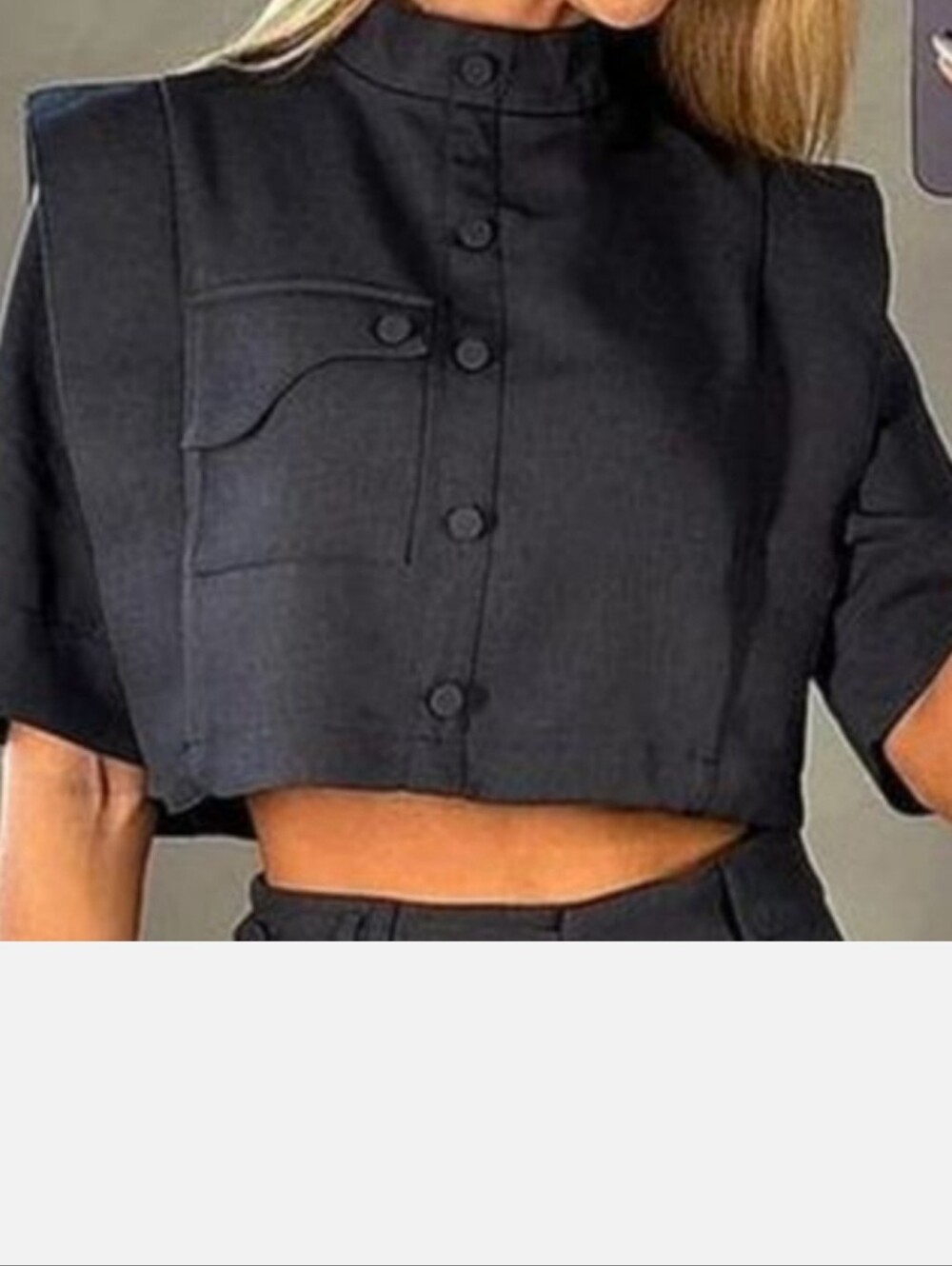 Brand New STYLEWE BlueCropped Boxy Button Top